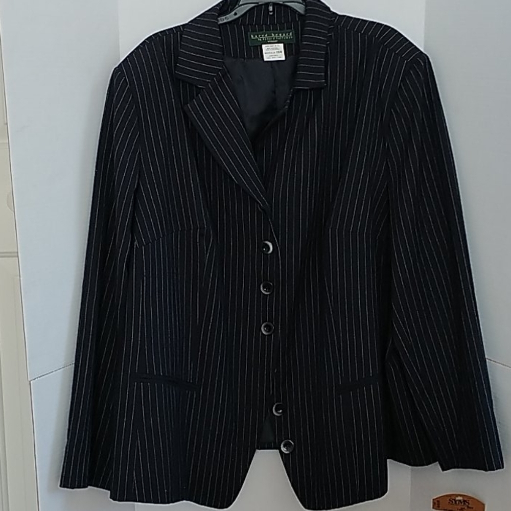 Syms Navy Pinstripe Harve Benard Blazer 26W - Picture 1 of 9